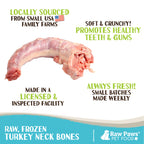 Turkey Necks for Dogs, Frozen Raw Single-Ingredient Food for Medium to Large Dogs, 5-lb Bag