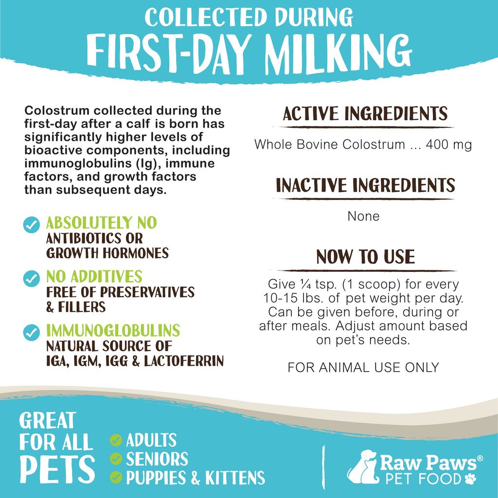 Bovine Colostrum Supplement Powder for Dogs & Cats, 5 oz: Easy Protein Support for Everyday Feeding