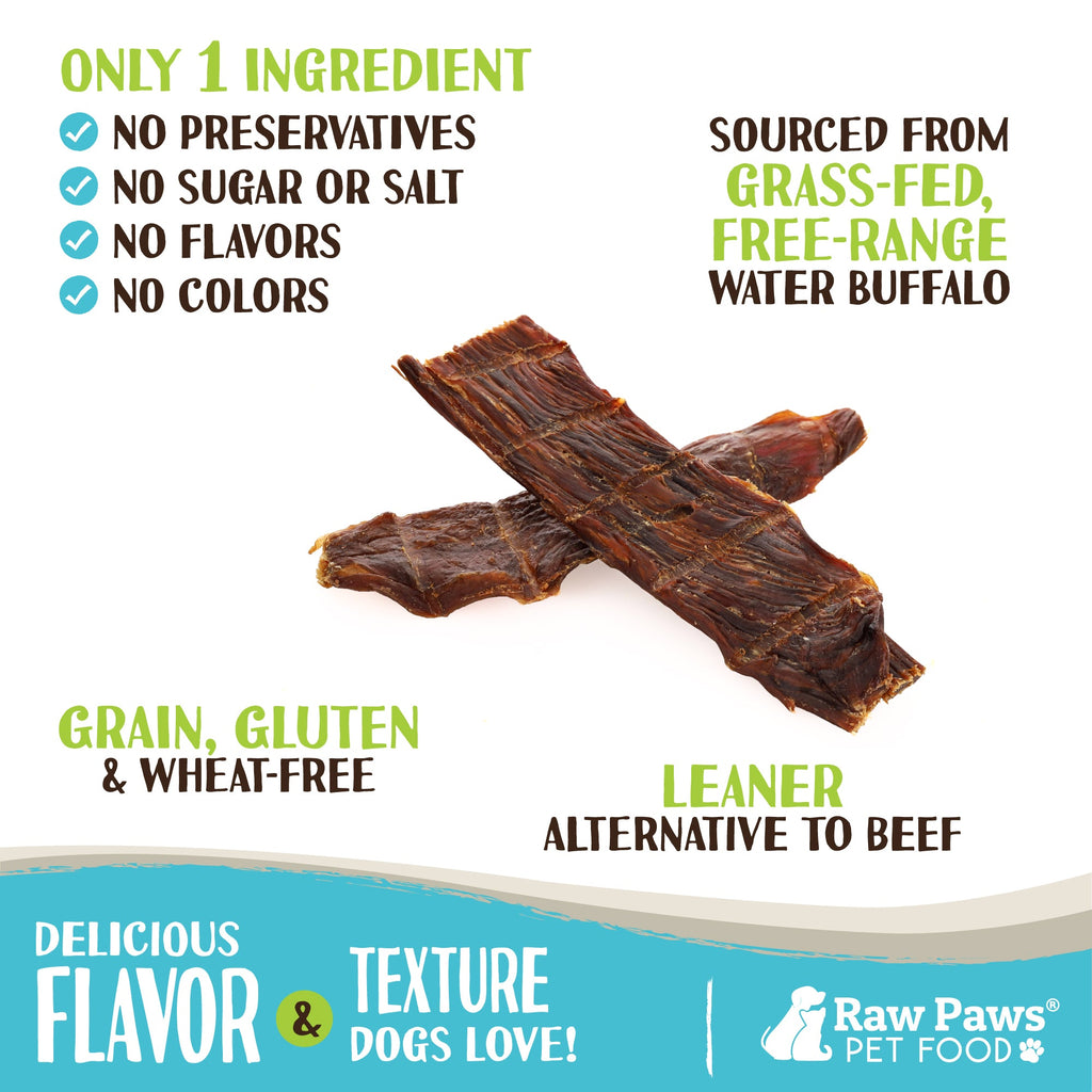 Dog Treats: Water Buffalo Jerky Strips, 16 oz Grain-Free Single-Ingredient Snack for Everyday Rewarding
