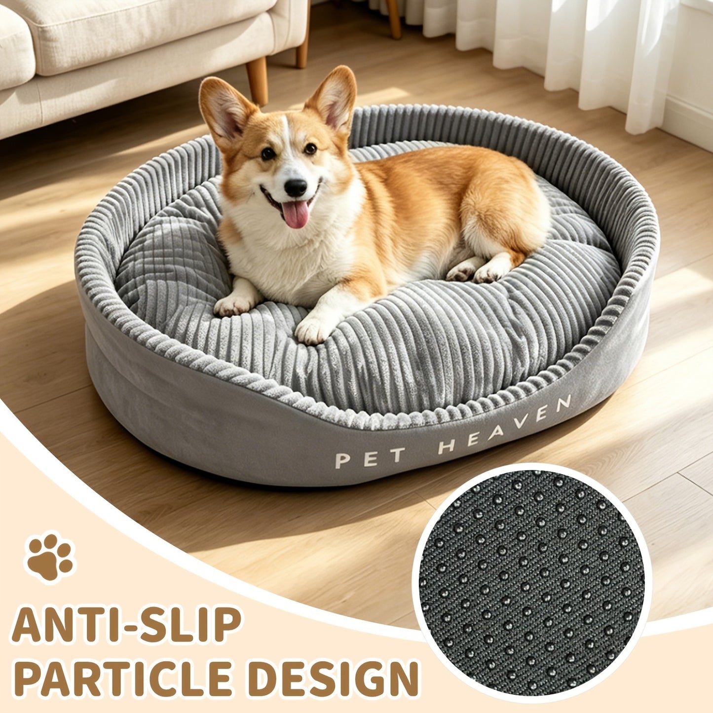 Furry Round Pet Bed for Dogs & Cats - Soft Warm Washable Dog Bed with Anti-Slip Base, Foldable Breathable Plush Cat Bed Mattress for Small Medium Large Pets, Indoor Dog Cage Pad, Sizes M-XXL