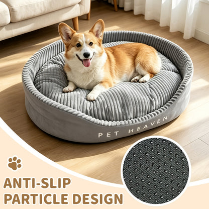 Furry Round Pet Bed for Dogs & Cats - Soft Warm Washable Dog Bed with Anti-Slip Base, Foldable Breathable Plush Cat Bed Mattress for Small Medium Large Pets, Indoor Dog Cage Pad, Sizes M-XXL