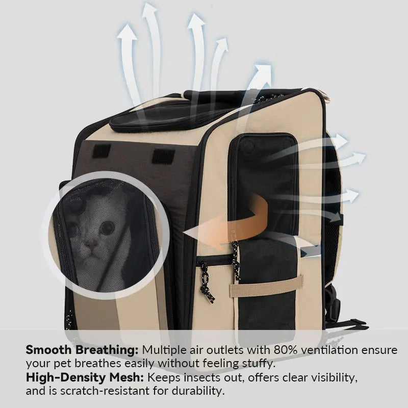 Pet Travel Backpack Tent for Cats and Small Dogs, Expandable 360° Ventilated Carrier for Car Trips, Camping and Home