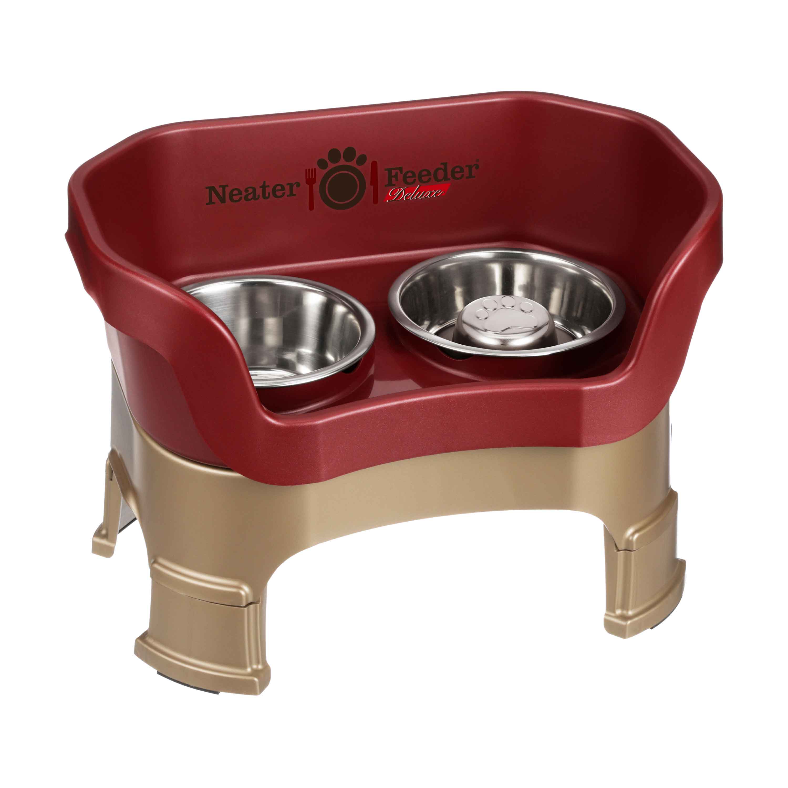Elevated Slow Feeder Station for Dogs, Stainless Steel Bowl Set and Spill-Catching Basin in Three Sizes source image 111
