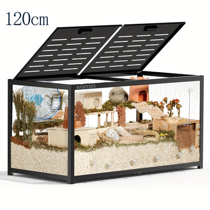 Large Hamster Cage Metal Chew-Proof - BUCATSTATE 3.0 Stackable Syrian Hamster Tank with Top Access, 7.8 ft² Deep Base for Bedding, Rat Guinea Pig Gerbil Mouse Cage - 39.37 & 47.24 Inch Options