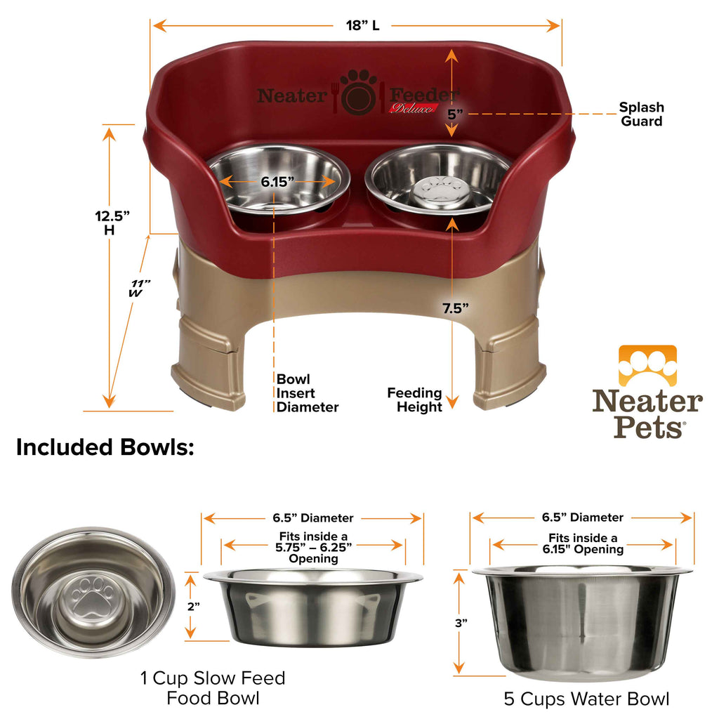 Elevated Slow Feeder Station for Dogs, Stainless Steel Bowl Set and Spill-Catching Basin in Three Sizes source image 113