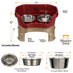 Elevated Slow Feeder Station for Dogs, Stainless Steel Bowl Set and Spill-Catching Basin in Three Sizes source image 113