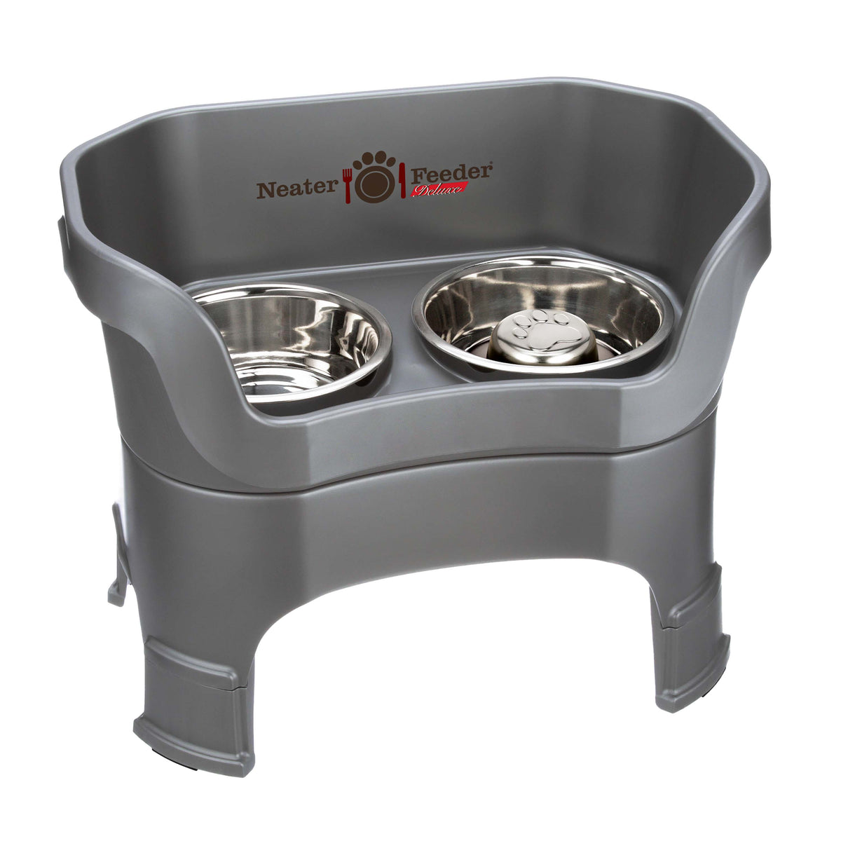 Elevated Slow Feeder Station for Dogs, Stainless Steel Bowl Set and Spill-Catching Basin in Three Sizes source image 114