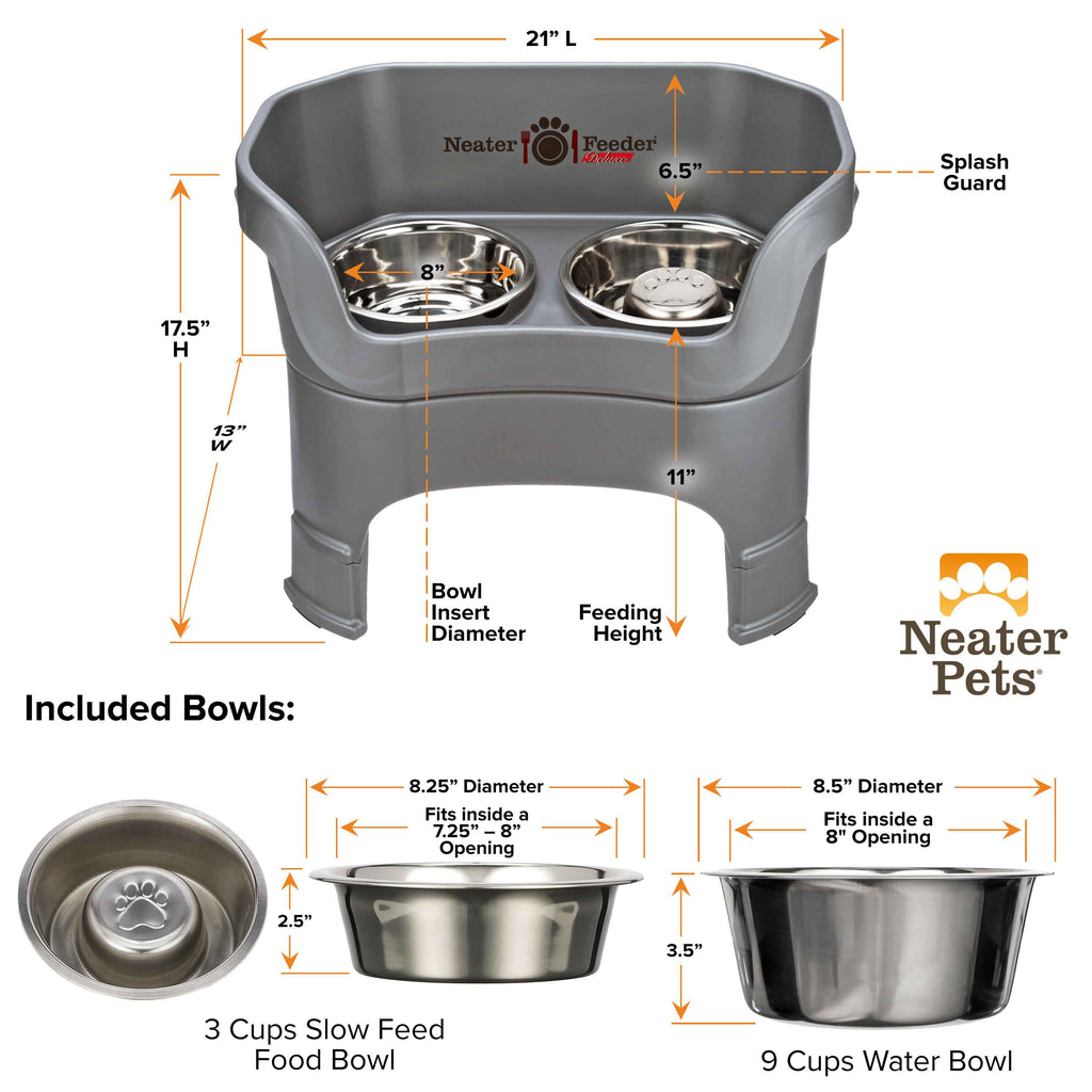 Elevated Slow Feeder Station for Dogs, Stainless Steel Bowl Set and Spill-Catching Basin in Three Sizes source image 116