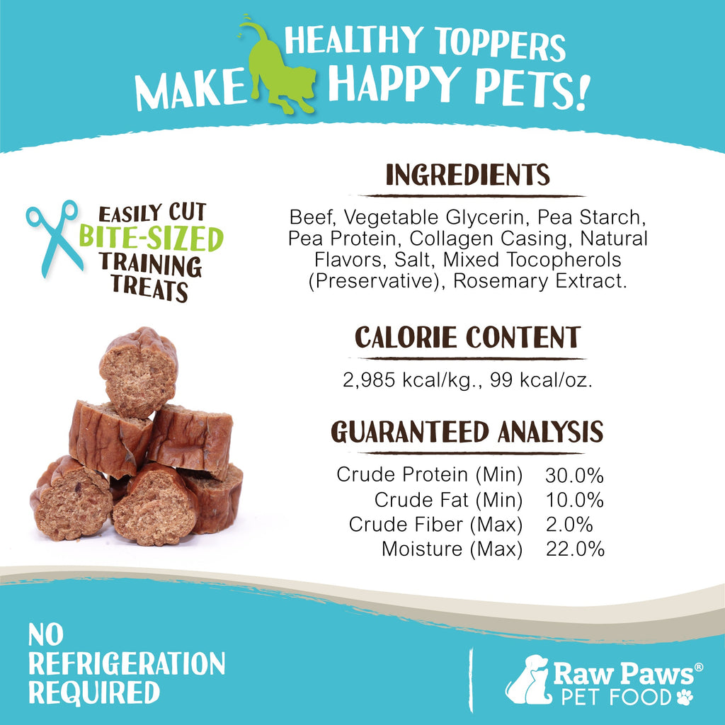 Soft Treats for Dogs & Cats: Grain-Free Beef Sausage Rewards for Training and Everyday Treat Time, 6 oz