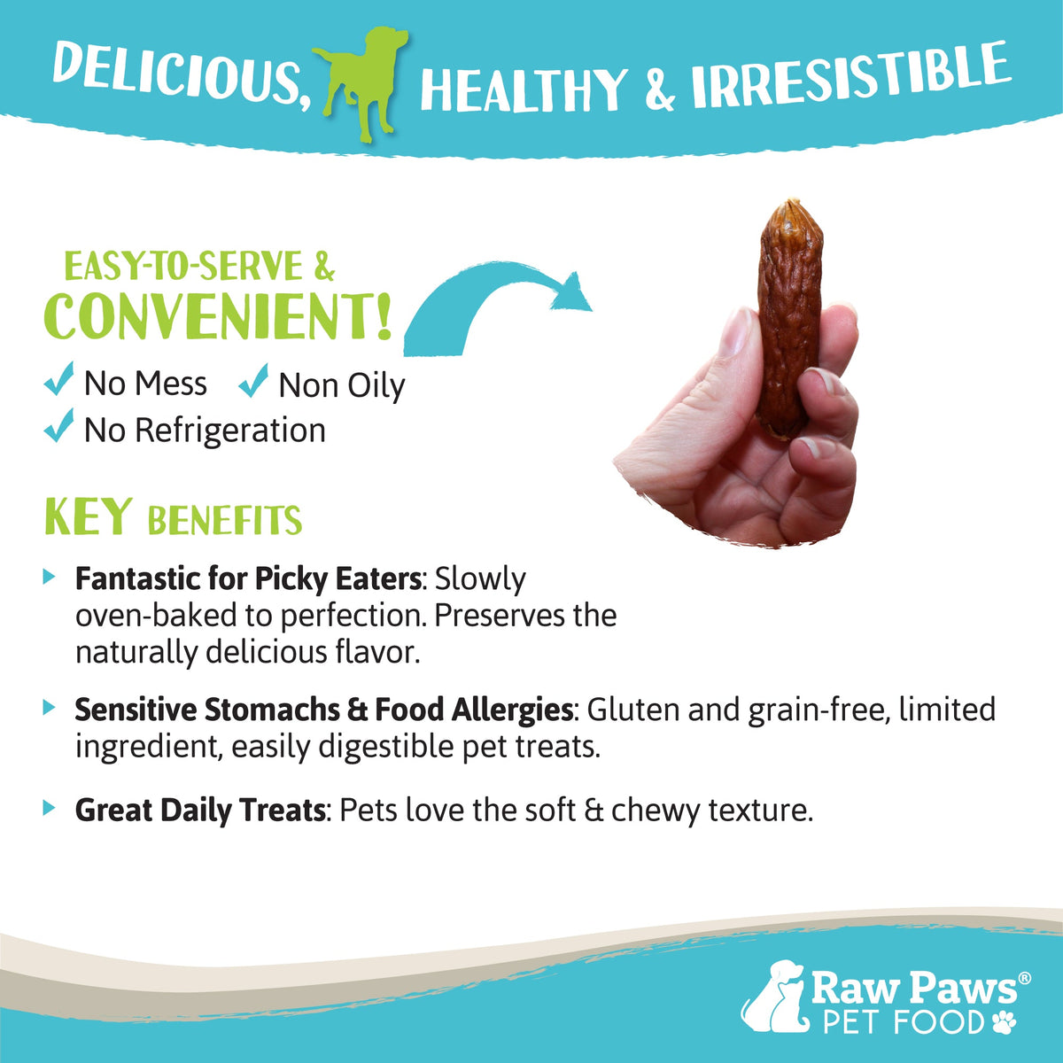 Soft Treats for Dogs & Cats: Grain-Free Beef Sausage Rewards for Training and Everyday Treat Time, 6 oz