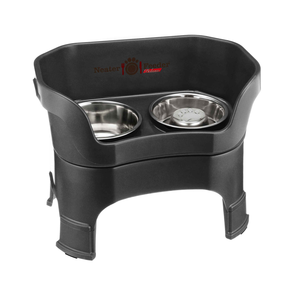 Elevated Slow Feeder Station for Dogs, Stainless Steel Bowl Set and Spill-Catching Basin in Three Sizes source image 120