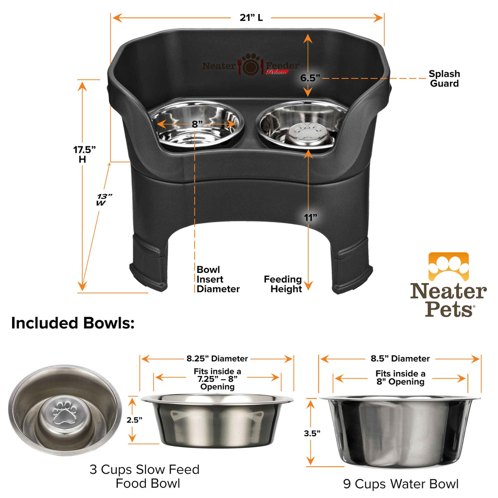 Elevated Slow Feeder Station for Dogs, Stainless Steel Bowl Set and Spill-Catching Basin in Three Sizes source image 122