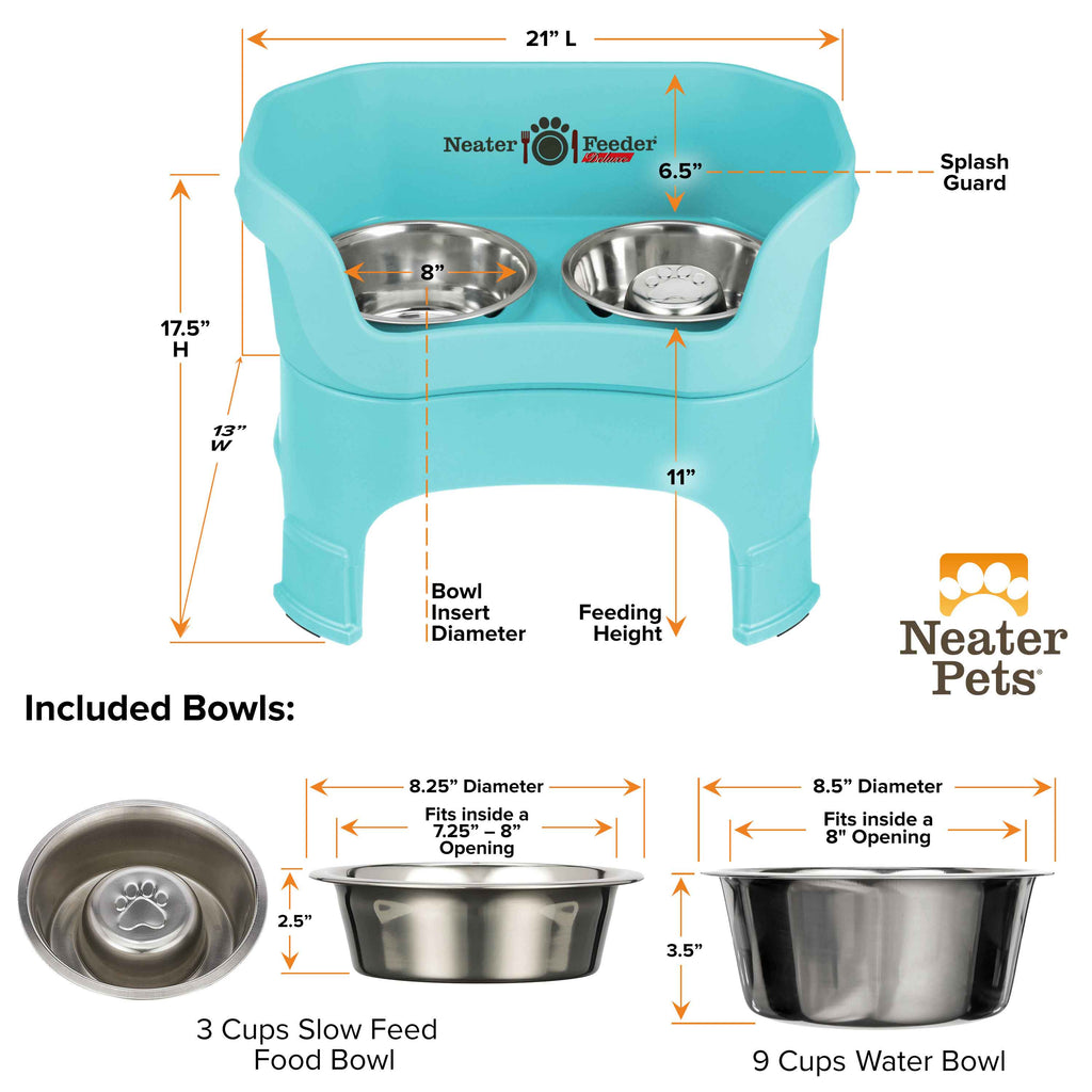 Elevated Slow Feeder Station for Dogs, Stainless Steel Bowl Set and Spill-Catching Basin in Three Sizes source image 125