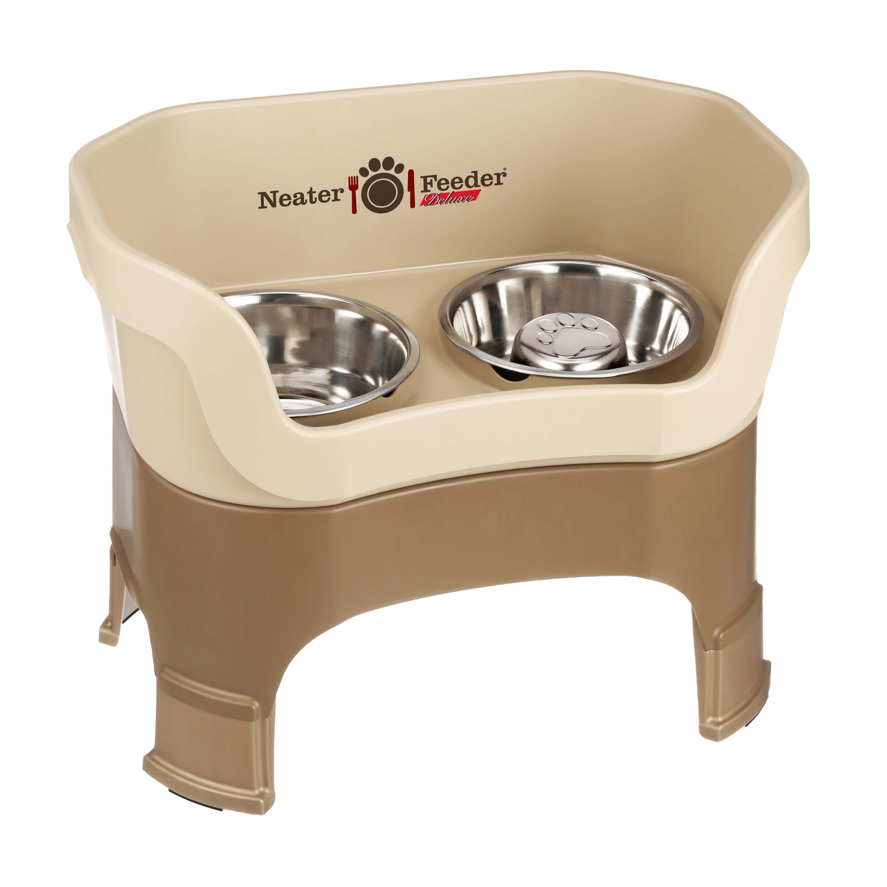 Elevated Slow Feeder Station for Dogs, Stainless Steel Bowl Set and Spill-Catching Basin in Three Sizes source image 126
