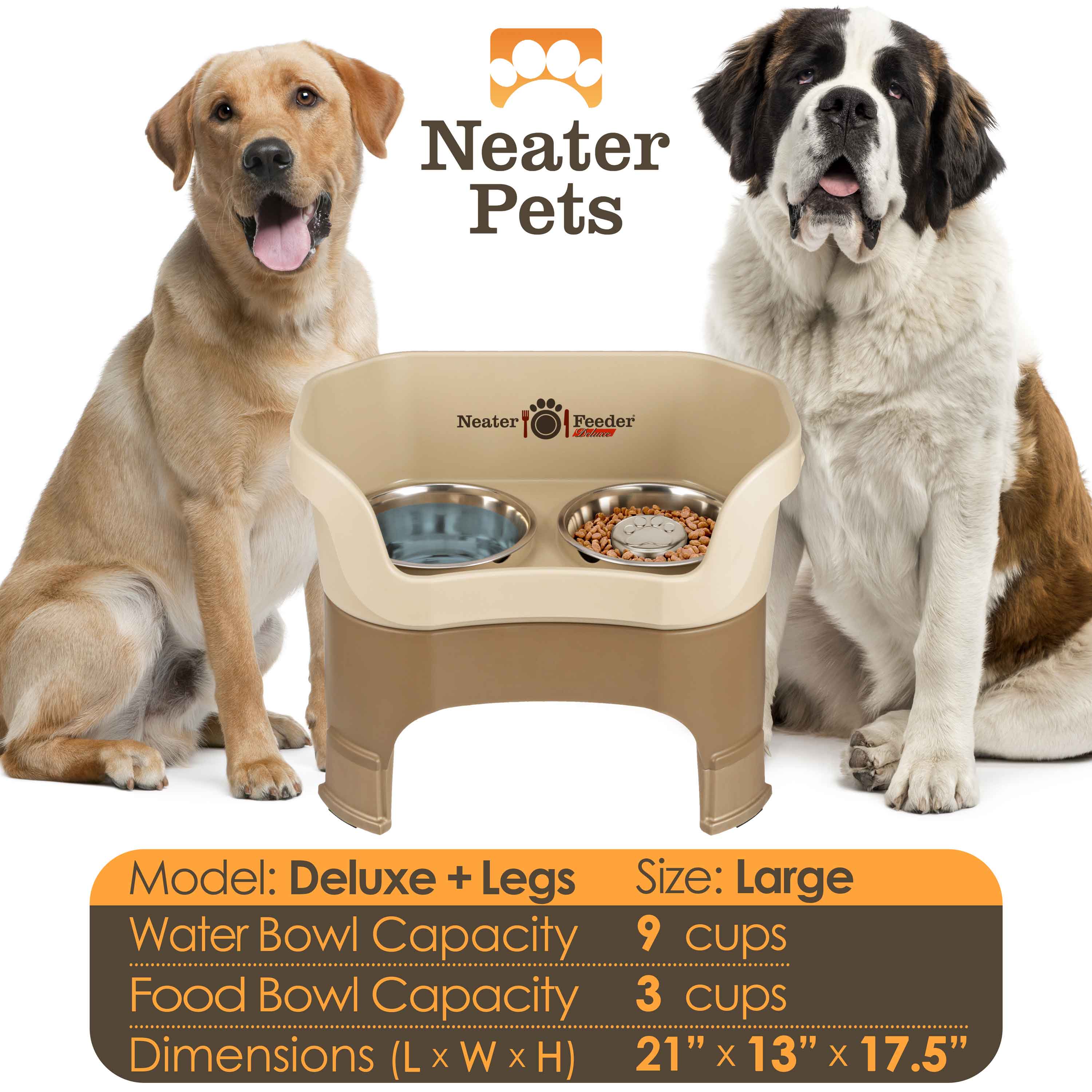 Elevated Slow Feeder Station for Dogs, Stainless Steel Bowl Set and Spill-Catching Basin in Three Sizes source image 127