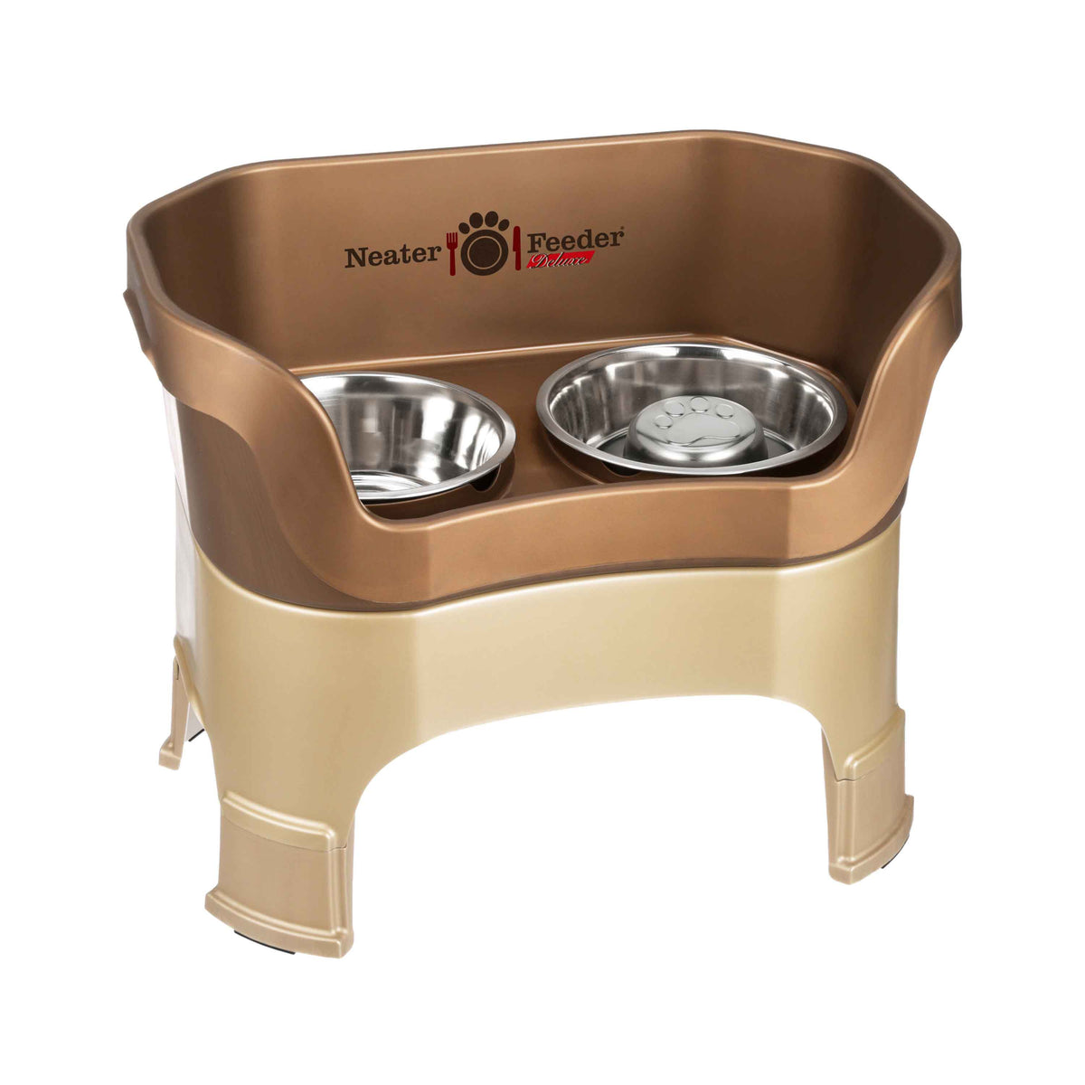 Elevated Slow Feeder Station for Dogs, Stainless Steel Bowl Set and Spill-Catching Basin in Three Sizes source image 129