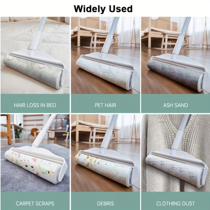 Lint Roller with 49-Inch Extendable Handle for Pet Hair Removal – Reusable Sticky Roller for Sofa, Carpet, Clothes, Floor & Furniture, Tear-Off Design, White
