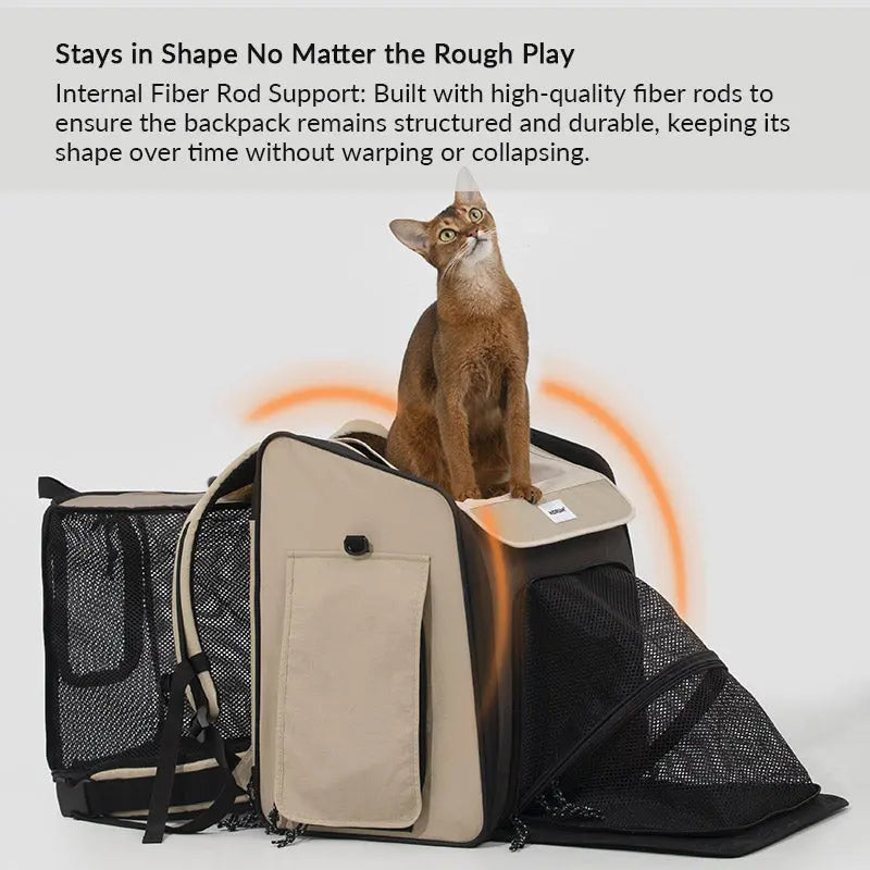 Pet Travel Backpack Tent for Cats and Small Dogs, Expandable 360° Ventilated Carrier for Car Trips, Camping and Home