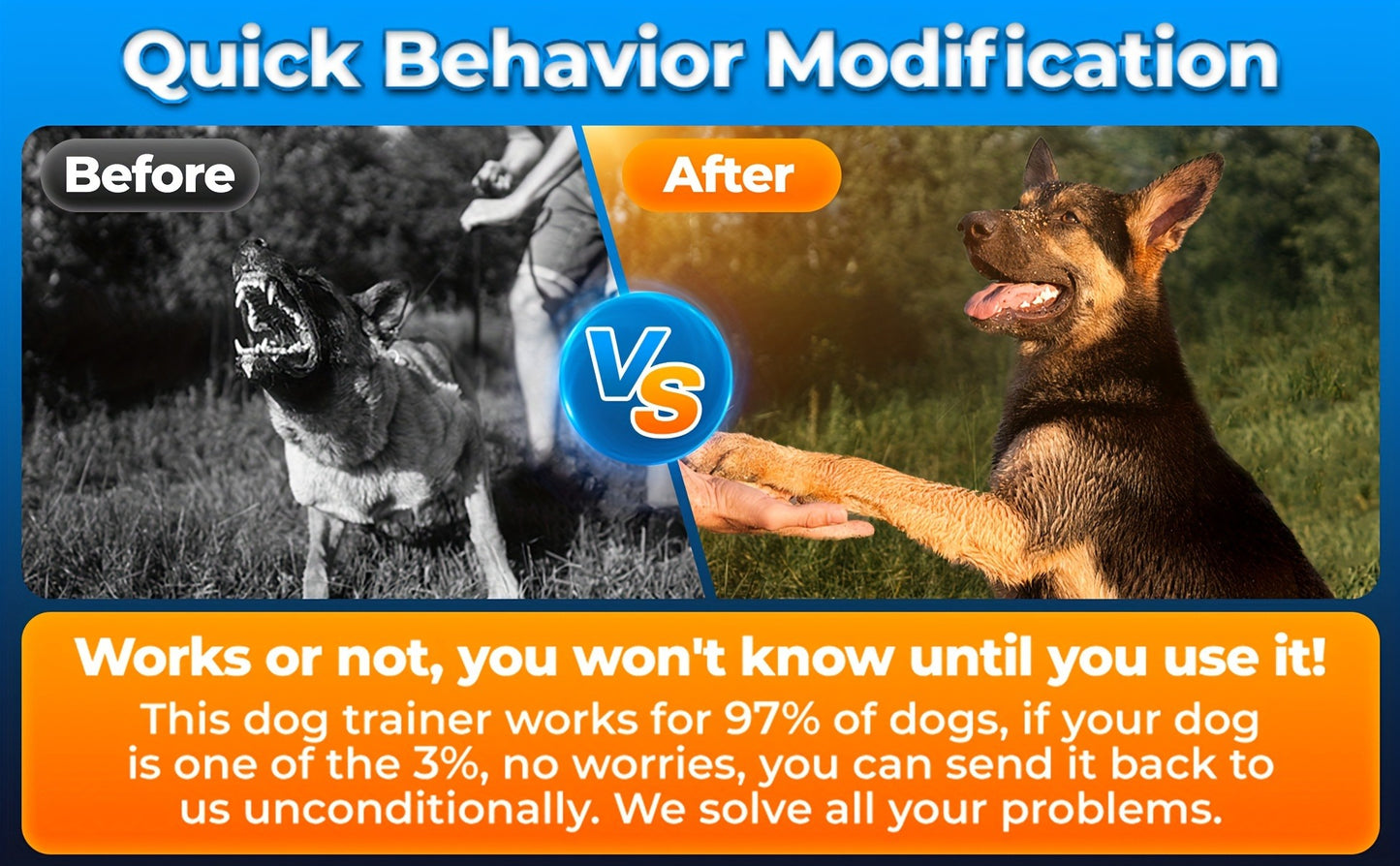 Ultrasonic Dog Repeller & Anti-Barking Device - Portable Handheld Bark Deterrent with LED Light, Soundwave Technology, Safe for Dogs & Humans, One Size Fits All Breeds