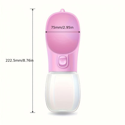 Portable Dog Water Bottle with Food Storage - Leakproof 2-in-1 Pet Travel Bottle for Hiking, Walking & Outdoor Activities, Water Only or Water + Grain Combo, Green / Pink / White
