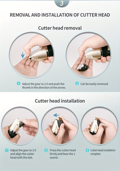 12-in-1 Pet Hair Trimmer Kit USB Rechargeable - Professional Cordless Electric Clippers for Dogs Cats Puppies Kittens, Adjustable Blade 5 Guide Combs Nail Clipper Scissors, Silent Home Grooming Set