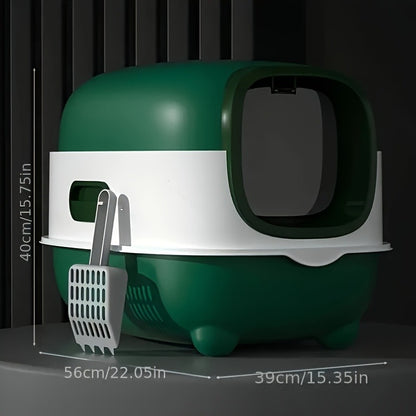 Enclosed Cat Litter Box with Odor Control - Foldable Top Entry Design, Splash-Proof Walls, Compact Size for Small Spaces, Suitable for Kittens and Adult Cats