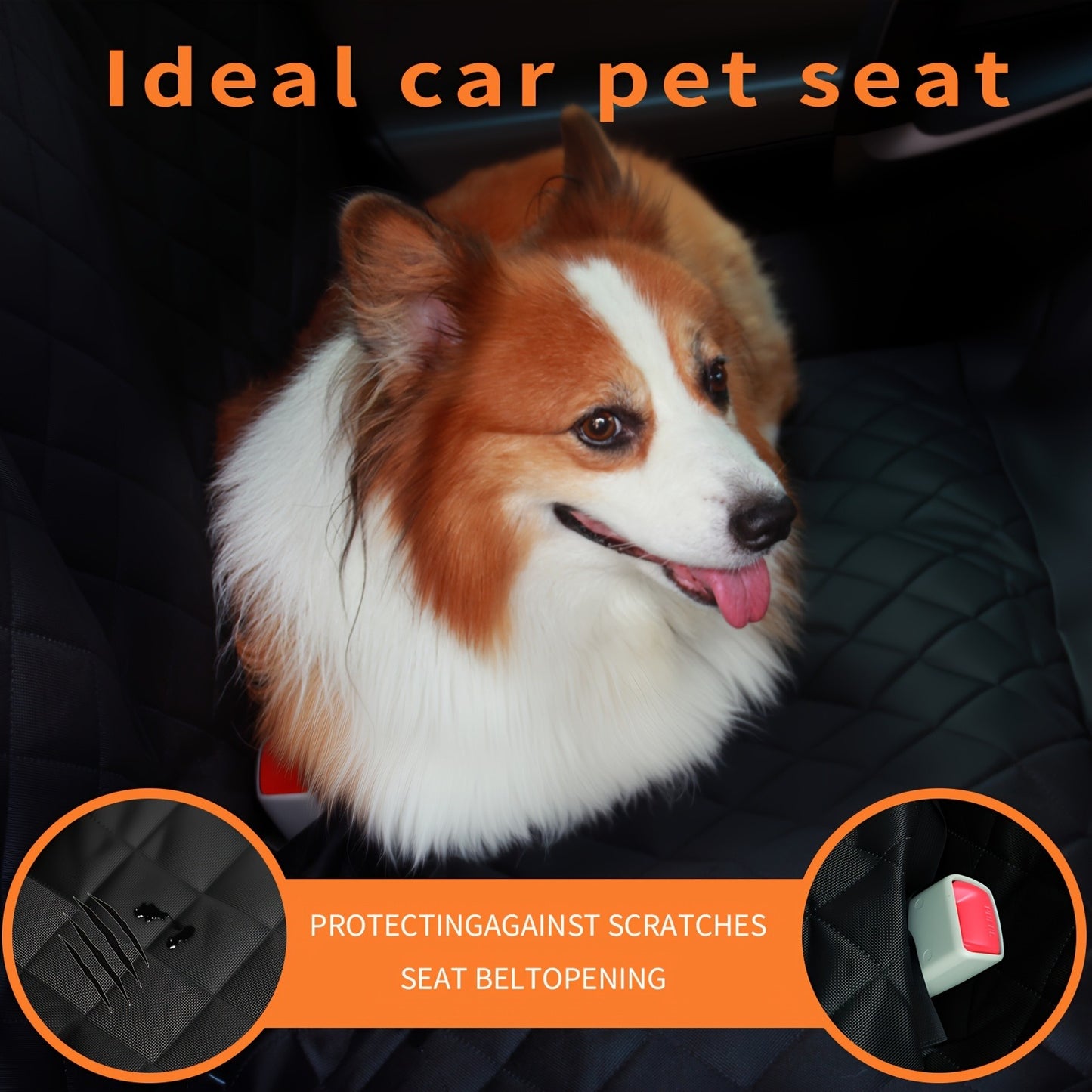 Dog Car Seat Cover for Back Seat - Waterproof Oxford & TPU Pet Seat Protector with Anti-Slip Base, Side Flaps, Seat Belt Openings & Mesh Window, Machine Washable Dog Car Cover for SUVs & Vehicles