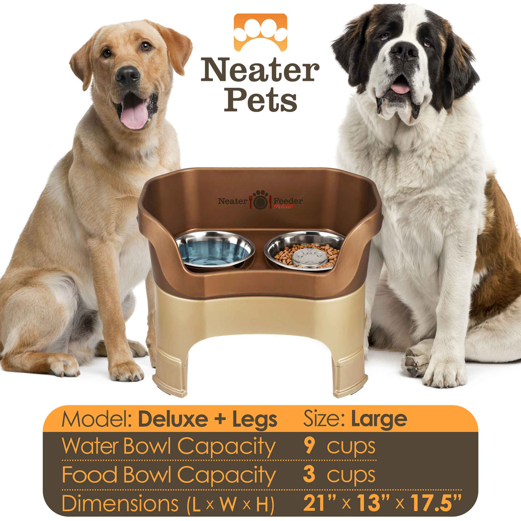 Elevated Slow Feeder Station for Dogs, Stainless Steel Bowl Set and Spill-Catching Basin in Three Sizes source image 130