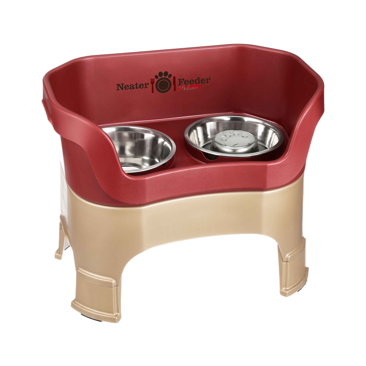 Elevated Slow Feeder Station for Dogs, Stainless Steel Bowl Set and Spill-Catching Basin in Three Sizes source image 132
