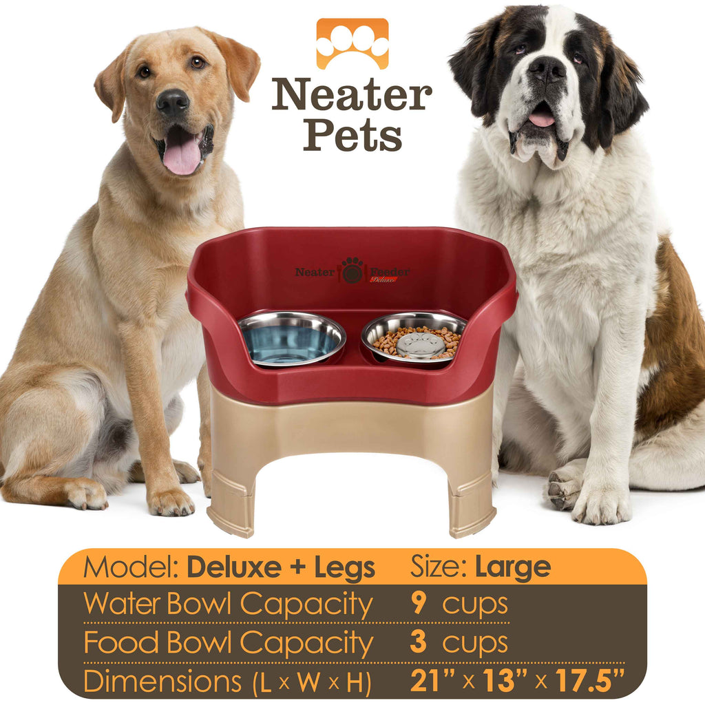 Elevated Slow Feeder Station for Dogs, Stainless Steel Bowl Set and Spill-Catching Basin in Three Sizes source image 133