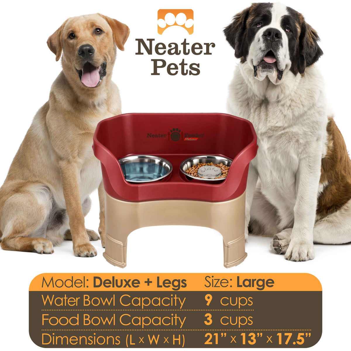 Elevated Slow Feeder Station for Dogs, Stainless Steel Bowl Set and Spill-Catching Basin in Three Sizes source image 133
