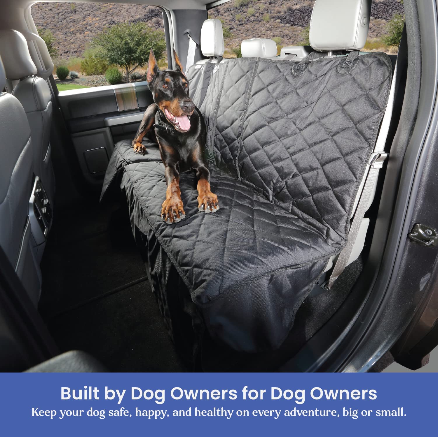 4Knines Crew Cab Cover Black with dog