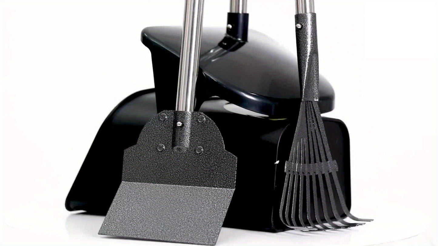 Dog Pooper Scooper with Long Handle & Swivel Bin - Heavy Duty Rake Spade Set, 40 Waste Bags Included, Pet Waste Removal for Yard Grass Gravel