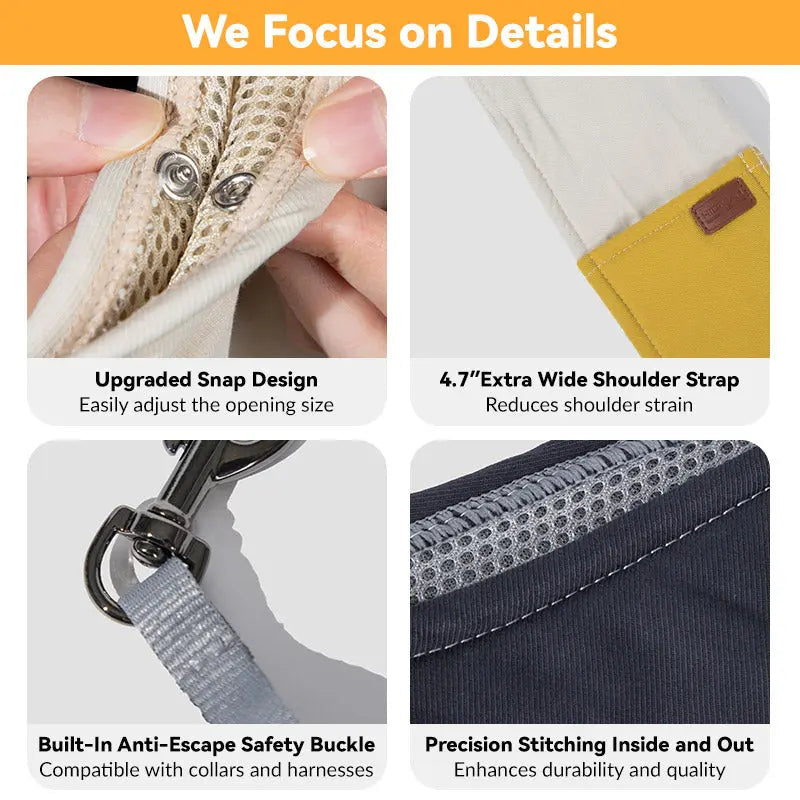 Pet Sling Carrier Bag for Comfortable Hands-Free Walks, Bike Rides, and Everyday Outings with Secure Pocket