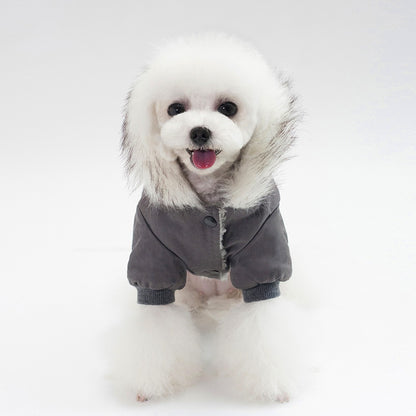 Dog Vest Coat Two-Leg Autumn Winter Lined Warm Pet Clothes for Small Medium Dogs, Sleeveless Back Coverage Dog Jacket for Cold Weather, Sizes S M L XL XXL, Deep Gray & Khaki