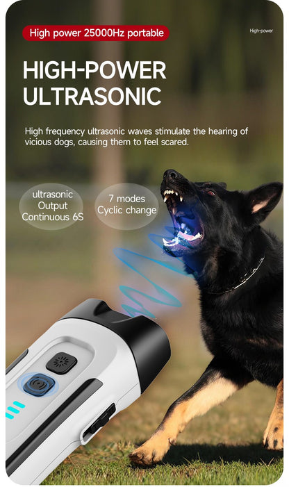 Ultrasonic Dog Bark Control Device with LED Flashlight - Adjustable Anti-Barking Trainer, Portable Indoor Outdoor Dog Behavior Corrector
