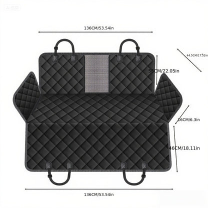 Dog Car Seat Cover for Back Seat - Waterproof Oxford & TPU Pet Seat Protector with Anti-Slip Base, Side Flaps, Seat Belt Openings & Mesh Window, Machine Washable Dog Car Cover for SUVs & Vehicles