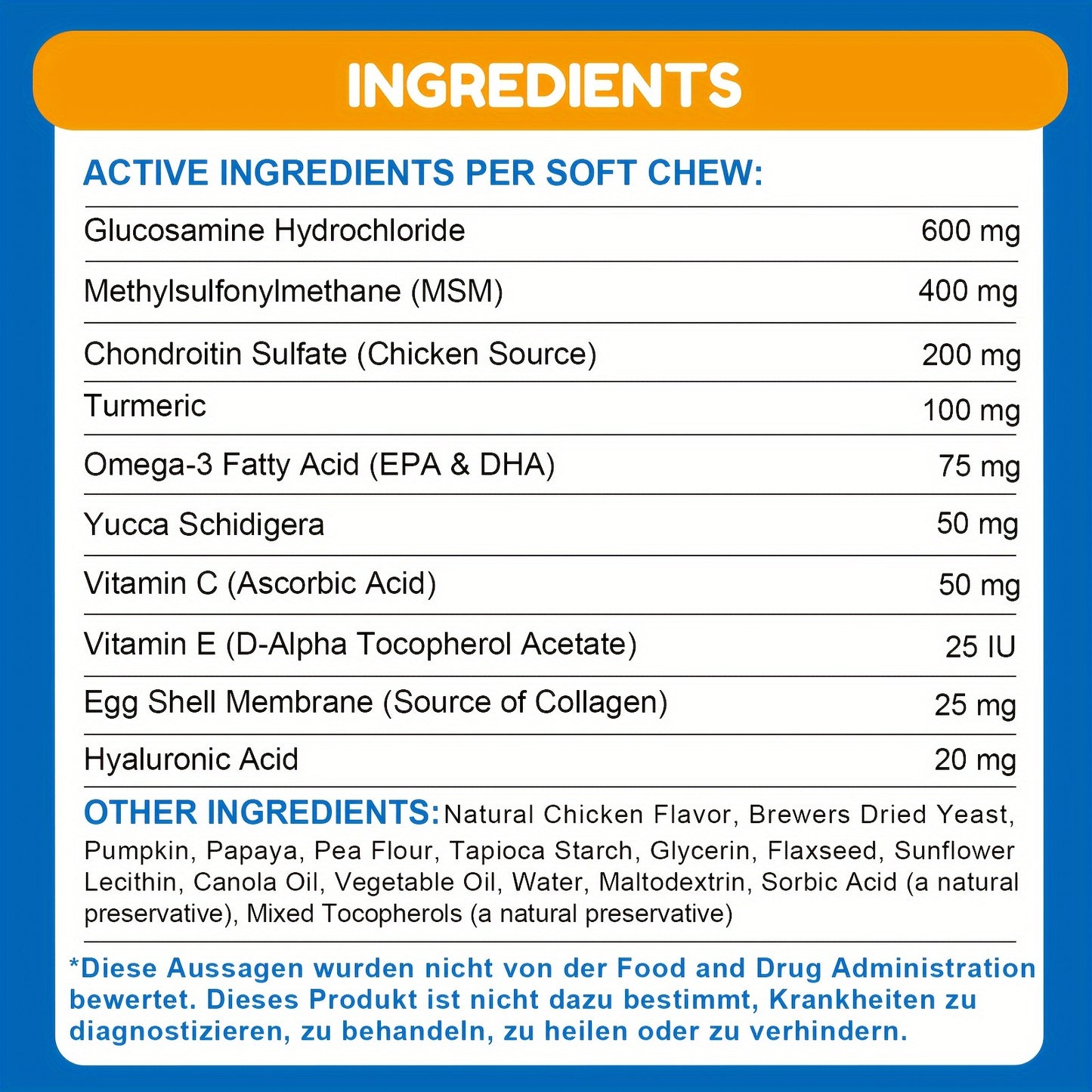 Dog Glucosamine Joint Supplement Chews 120ct | Chicken Flavor Soft Chews with Glucosamine, Chondroitin, MSM & Vitamins for Hip & Joint Health, Mobility Support for Dogs of All Sizes & Ages
