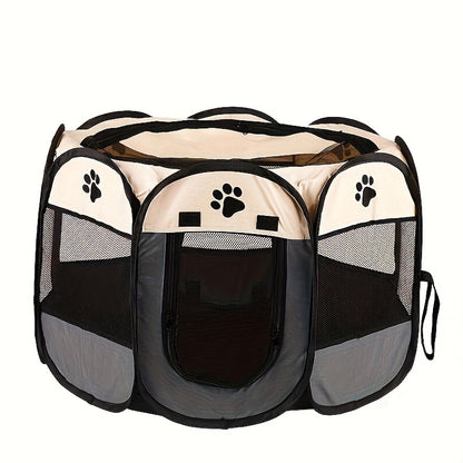 Foldable Octagonal Pet Tent & Playpen – Oxford Cloth Scratch-Resistant Dog Cage & Cat Kennel for Indoor & Outdoor Use, Portable Pet Fence for Puppies & Cats, Travel & Camping, M/L/XL