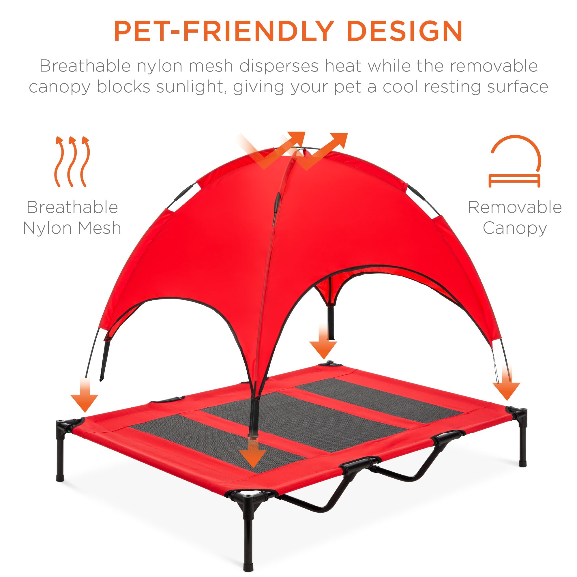 Elevated Cooling Dog Cot, 48-Inch Outdoor Bed with Removable Canopy and Carry Bag for Dogs up to 100 lb source image 4
