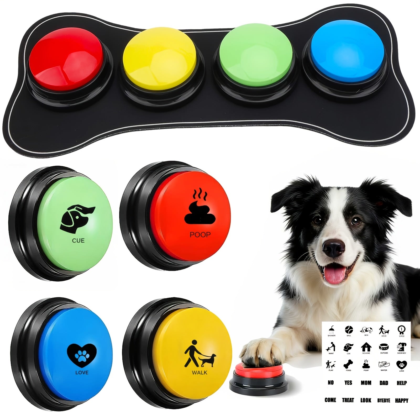 1 Pack Dog Speech Training Buttons, Record Your Voice to Teach Dogs Commands and Needs, Ideal Interactive Toy for Dogs, Trainers and Pet Families