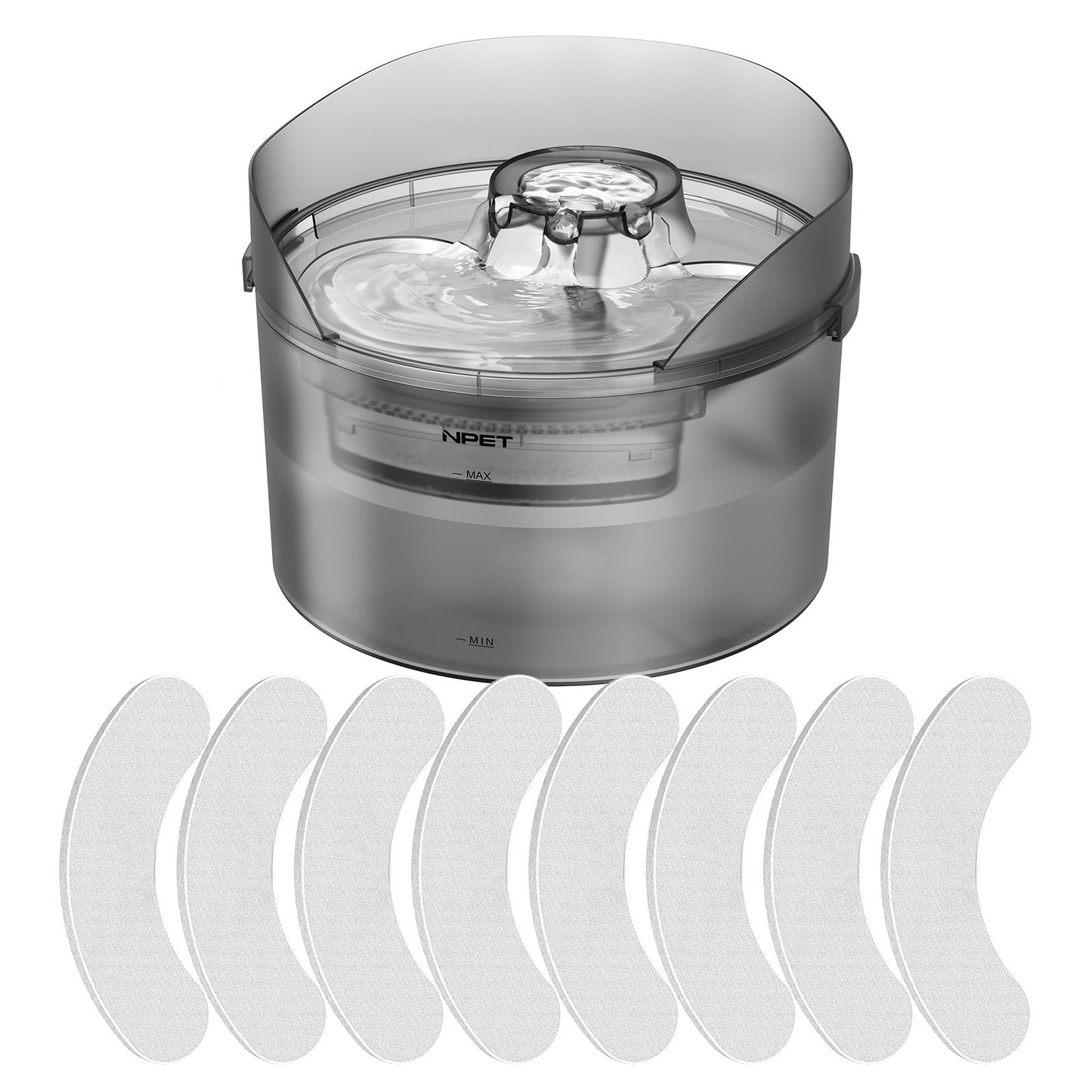 Dog Water Fountain 2 Gallon NPET DF30 - Automatic Pet Water Dispenser Triple Filtration with Splatter Guard & Cleaning Kit for Large Dogs & Multiple Pets 1.3Gal or 2Gal Options