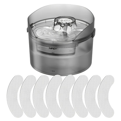 Dog Water Fountain 2 Gallon NPET DF30 - Automatic Pet Water Dispenser Triple Filtration with Splatter Guard & Cleaning Kit for Large Dogs & Multiple Pets 1.3Gal or 2Gal Options