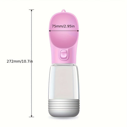 Portable Dog Water Bottle with Food Storage - Leakproof 2-in-1 Pet Travel Bottle for Hiking, Walking & Outdoor Activities, Water Only or Water + Grain Combo, Green / Pink / White