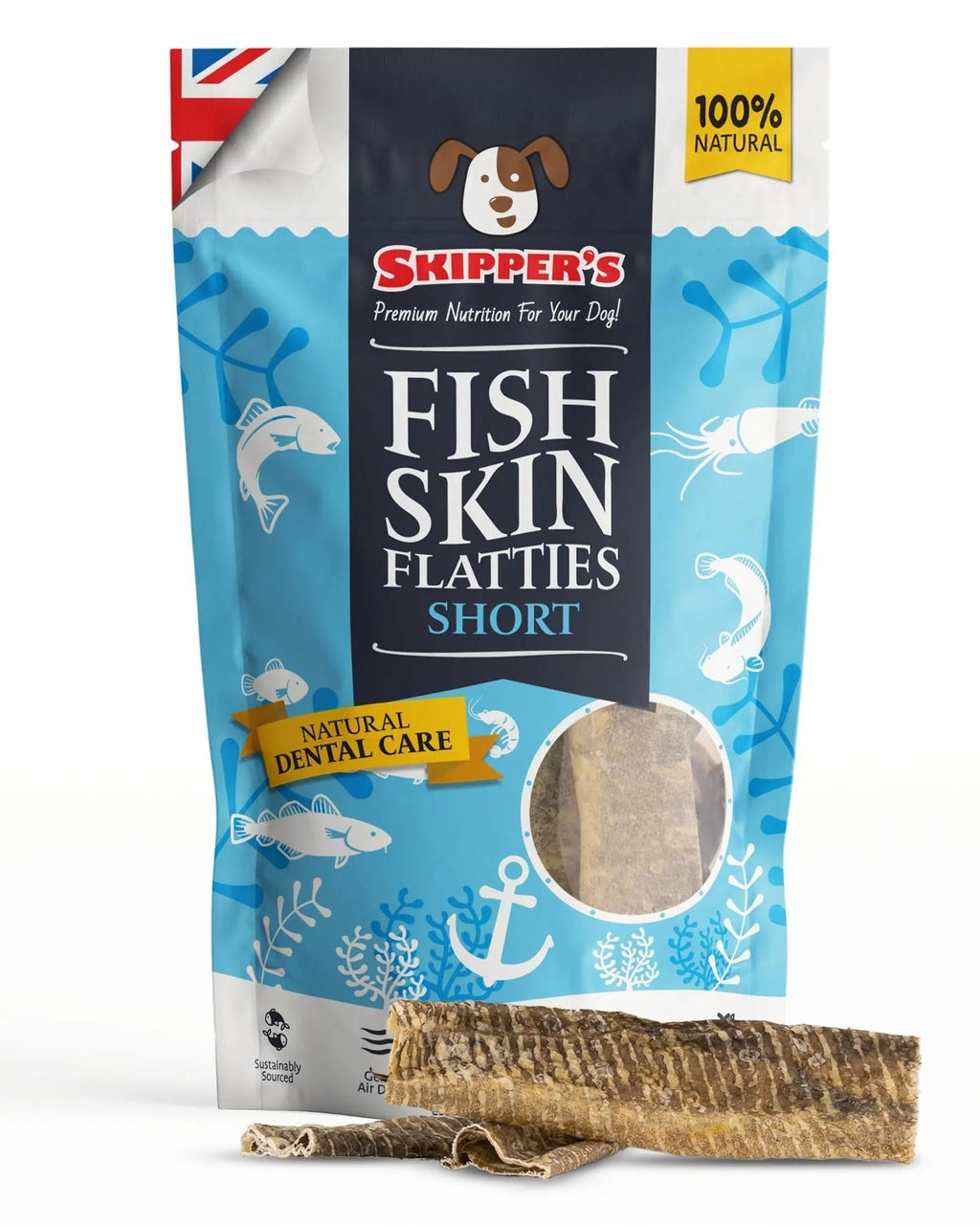 Air-Dried Cod Fish Skin Dog Chews, Short / 70g