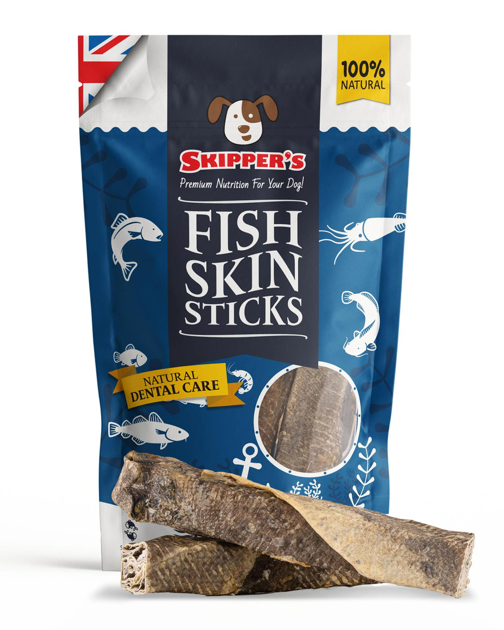 Air-Dried Cod Skin Dog Chew Sticks, Short / 250g