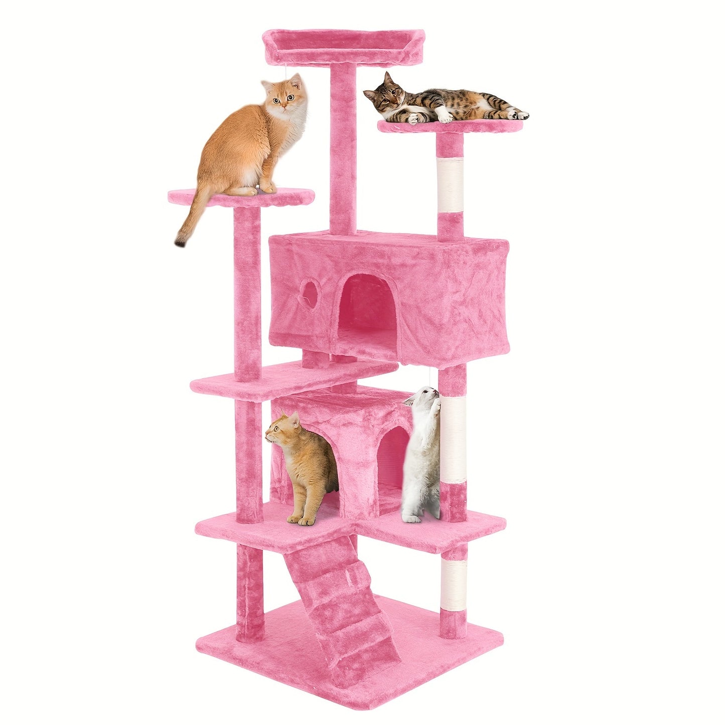 Cat Tree Tower Multi-Layer with Scratching Post, Perch Platforms & Cat Apartments – Tall Cat Climbing Frame for Indoor Cats, Space-Saving Design, Heights 36–80 Inch, 6 Colors