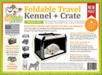 Foldable travel dog crate with a durable iron frame, roll-down shades, and a carrying bag. Lightweight, leak-resistant, and designed for indoor and outdoor use. Perfect for small to medium dog breeds.