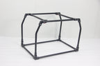 Sturdy black metal frame of the DogGoods foldable crate, designed for durability and easy assembly with a slide-and-click mechanism.