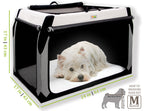 Foldable Soft-Sided Travel Dog Crate with Shades and Seatbelt Loops